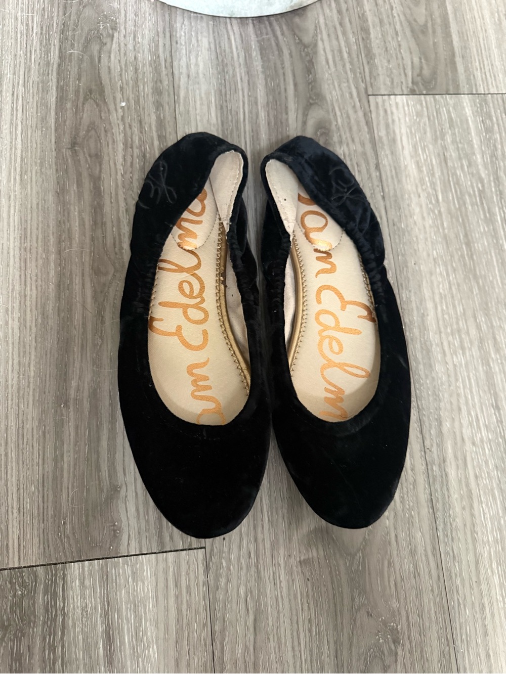 Sam Edelman Black Velvet Ballet Flats Round Toe Size 8.5 Balletcore